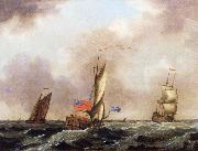 Francis Swaine A royal yacht and a merchantman in choppy seas oil